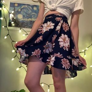 asymmetrical floral skirt